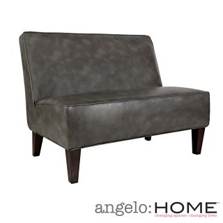 Angelo:home Dover Renu Leather Charcoal Gray Settee