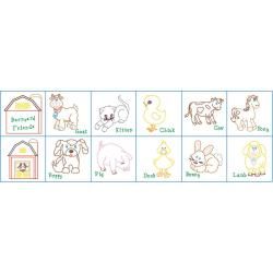 Stamped Cloth Nursery Books 8 X8 12 Pages   Barnyard Friends