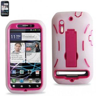 Combo Silicone Hybrid Hard Case with Kickstand for U.S. Cellular/Sprint Motorola Photon 4G/Electrify/MB855   Clear/Hot Pink Cell Phones & Accessories