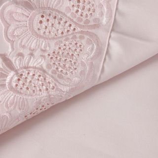 Elite Home Products, Inc Majestic Embroidered Lace Sheet Set Pink Size Full