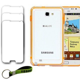 Yesoo Orange Transparent white TPU Bumper Case for Samsung Galaxy Note 2 N7100, Exclusive Black And Green Key Chain Kit Cell Phones & Accessories