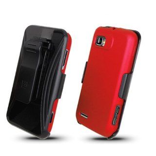 Motorola Atrix 2 4G MB865 Red Cover Case + Kickstand Belt Clip Holster + Naked Shield Screen Protector: Cell Phones & Accessories