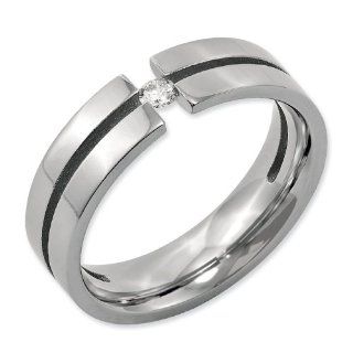 Chisel Polished Titanium and 1/10ct. Diamond Ring (6.0 mm) With Ring Box   Sizes 6 13: Jewelry