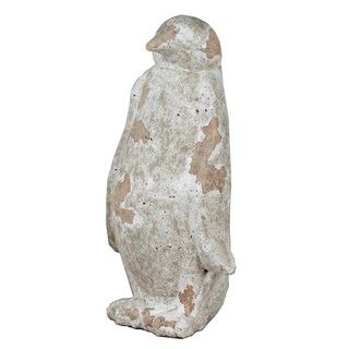 Medium Distressed White Ceramic Penguin