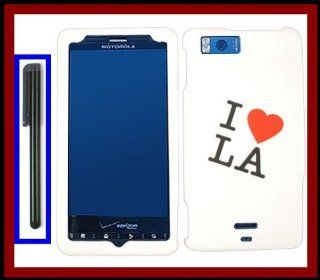 Case Cover for Motorola MB810 DROID X / MB870 DROID X2 I Love LA White Design Snap on Case Cover Front/Back + White Stylus Touch Screen Pen Cell Phones & Accessories