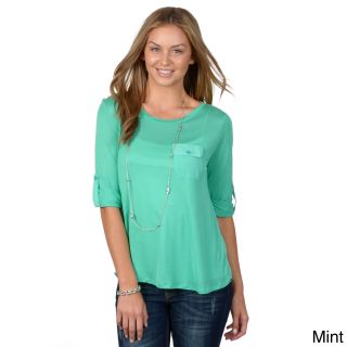Hailey Jeans Co Hailey Jeans Co. Juniors Round Neck Pocket Top Green Size S (1 : 3)