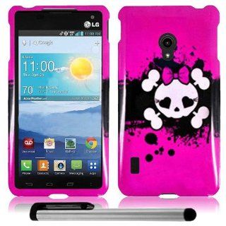 LG VS870 Lucid 2 (Verizon)   Pretty & Cute Pink Skull Girl Artistic Design Protector Hard Cover Case + Free 1 Garnet House New 4"L Silver Stylus Touch Screen Pen: Cell Phones & Accessories
