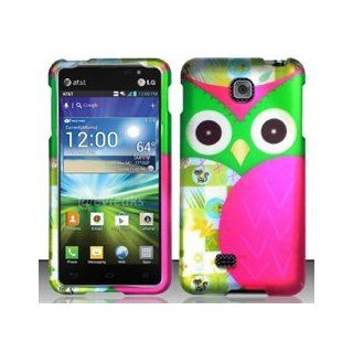 LG Escape P870 (AT&T) Colorful Owl Design Hard Case Snap On Protector Cover + Free American Flag Pin: Cell Phones & Accessories