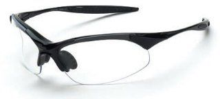 Crossfire 1524 Cobra Shiny Black Frame Safety Sunglasses with Clear Lenses   Safety Glasses  