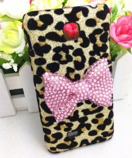 Pink Bling Shiny 3D Bow Leopard Special Party Case Cover For LG Optimus F5 / Lucid 2 P875: Cell Phones & Accessories