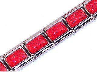 Red Shimmer Italian Charm Bracelet: Italian Style Charm Starter Bracelets: Jewelry