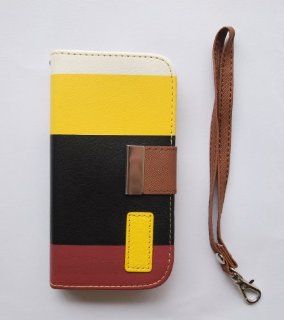 Multi Function Wallet Leather Credit Card Holder for Apple iPhone 5C(Yellow+Black+Red) with Free Screen Protector and Stylus: Cell Phones & Accessories