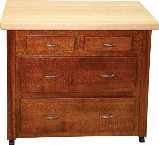 Amish Mission Serving Cart with Drawers: Kitchen & Dining