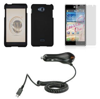LG Spirit 4G MS870 (Metro PCS) Accessory Combo Kit   Black Hard Shield Case + ATOM LED Keychain Light + Screen Protector + Micro USB Car Charger: Cell Phones & Accessories
