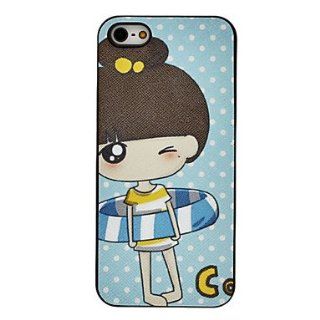 Cartoon Little Girl in Swim Ring Pattern PC Hard Case for iPhone 5/5S  Cell Phone Carrying Cases  Sports & Outdoors
