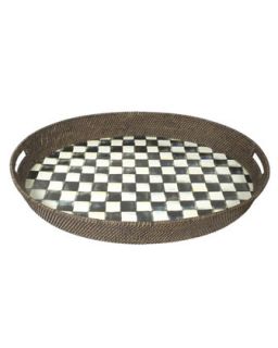 Courtly Check Rattan Party Tray   MacKenzie Childs