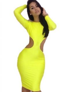 made2envy Stretch Sexy Cutout Bodycon Bandage Mini Open Back Dress Yellow at  Womens Clothing store