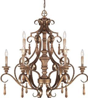 Minka Lavery 4209 290 9 Light 2 Tier Chandelier from the Abbott Place Collection, Classic Oak Patina    