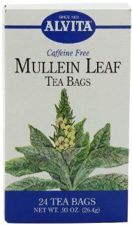 Alvita Tea Bags, Mullein Leaf, Caffeine Free, 24 tea bags [0.93 oz (26.4 g)] (Pack of 3): Health & Personal Care
