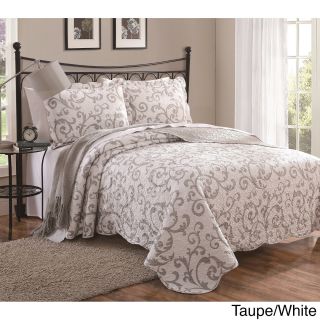 Private Label Loreal 3 piece Quilt Set White Size King