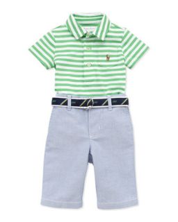 Stripe Jersey Polo & Oxford Pants Set, 3 12 Months   Ralph Lauren Childrenswear