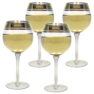Colin Cowie Gold Trimmed Wine Glasses   Set of 4: Kitchen & Dining