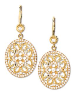 Small Oval Lace Diamond Earrings on French Wire   Penny Preville