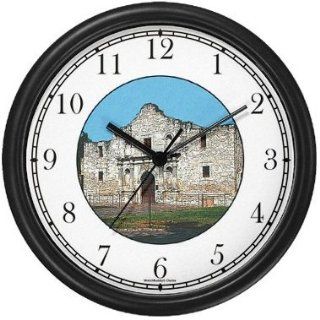 Alamo   Famous Landmark Wall Clock by WatchBuddy Timepieces (Hunter Green Frame)  