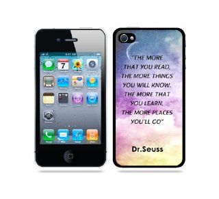 Dr. Seuss Quote   The More That You Read Galaxy Sky   Protective Designer BLACK Case   Fits Apple iPhone 4 / 4S / 4G Cell Phones & Accessories