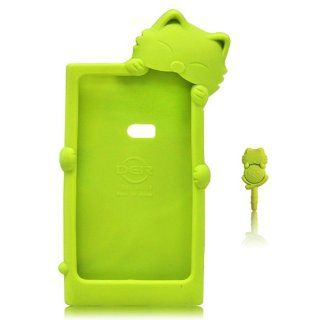 Boriyuan OEM Green 3D Kiki Cat Gel Silicone Rubber Case Cover Skin for Nokia Lumia 920 + Free Headphone Dust proof Plug: Cell Phones & Accessories