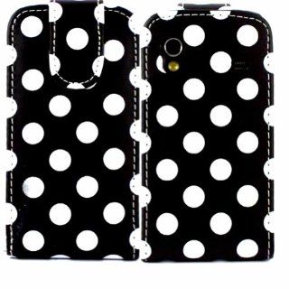 Polka Flip Case Cover Skin For Samsung Galaxy Ace S5830 / White Polka Dots Spots Black: Cell Phones & Accessories