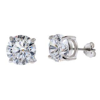 1Ct Tw Cubic Zirconia Diamond Basket Setting (.925) Sterling Silver Stud Earrings (Nice Gift, Special Sale): Jewels Lovers: Jewelry