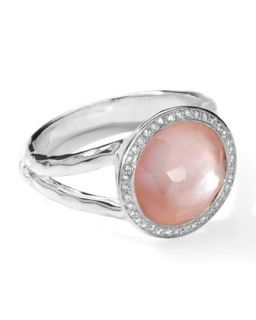 Stella Mini Lollipop Ring in Pink Mother of Pearl Doublet & Diamonds, 0.15  