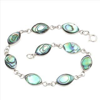 Abalone Paua Shell & 925 Sterling Silver Bracelet: Link Bracelets: Jewelry