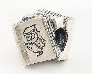 General Gifts 925 Sterling Silver European Style Antique Silver "Owl Study Book" Graduation Charms/Beads For Pandora, Biagi, Chamilia, Troll And More Bracelets Jewelry
