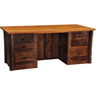 Fireside Lodge Reclaimed Barnwood Executive Desk with 6 Drawer B1720 Finish: 