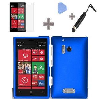 Zizo (TM) Rubberized Solid Blue Color Snap on Hard Case Skin Cover Faceplate with Screen Protector, Case Opener and Stylus Pen for Nokia Lumia 928   Verizon: Cell Phones & Accessories