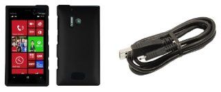 Nokia Lumia 928   Premium Accessory Kit   Black Hard Shell Case + ATOM LED Keychain Light + Micro USB Cable Cell Phones & Accessories