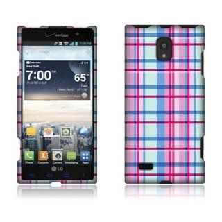 LG Spectrum 2 VS930 Hot Pink Plaid Textured Hard Cover: Cell Phones & Accessories
