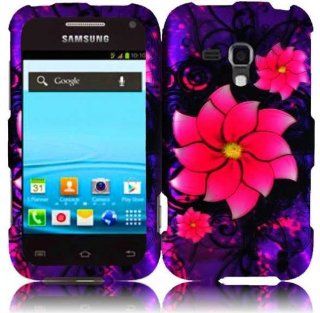 Purple Pink Flower Hard Cover Case for Samsung Galaxy Rush SPH M830 Cell Phones & Accessories