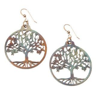Tree of Life Iridescent Earrings on French Hooks: Jewelry