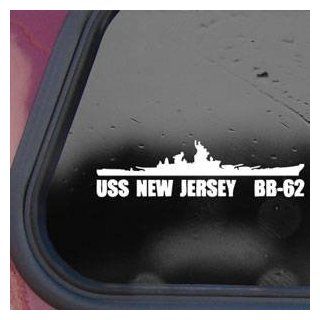 BB 62 USS New Jersey Battleship White Decal Sticker Wall White Decal Sticker   Decorative Wall Appliques  