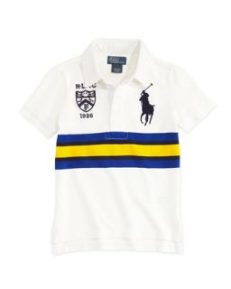 Rugby Collar Big Pony Polo, White, Boys 4 7   Ralph Lauren Childrenswear