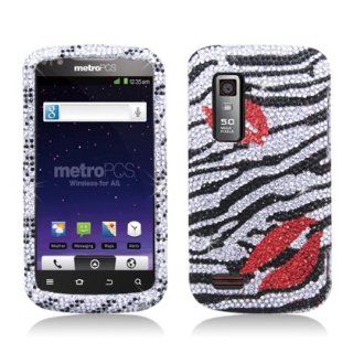 Aimo ZTEN910PCLDI650 Dazzling Diamond Bling Case for ZTE Anthem 4G N910   Retail Packaging   Zebra Lips: Cell Phones & Accessories