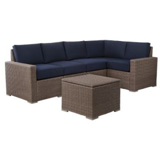 Outdoor Patio Furniture Set: Threshold 6 Piece Navy Blue Wicker Sectional,