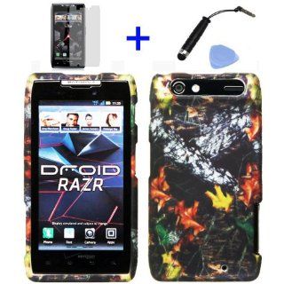 Camouflage Oak Tree Leaves Outdoor Hunting Design Rubberized Snap on Hard Shell Cover Faceplate Skin Phone Case for Verizon Motorola RAZR XT912: Cell Phones & Accessories
