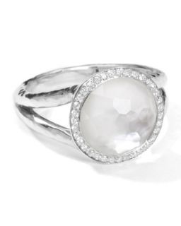 Stella Mini Lollipop Ring in Mother of Pearl Doublet with Diamonds, 0.15  