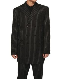 New Men's Double Breasted Gangster Style Black Pinstripe Dress Suit at  Mens Clothing store