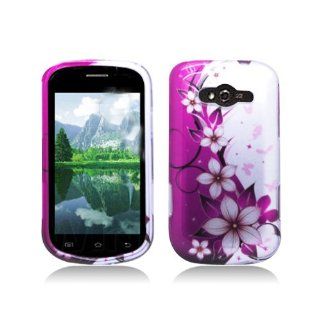 Purple Silver Flower Hard Cover Case for Samsung Galaxy Reverb SPH M950 Cell Phones & Accessories
