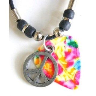 18" Tie Dye Guitar Pick & Peace Sign Necklace: Everything Else